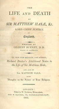 Title page of Burnet's 'Life of Hale.'